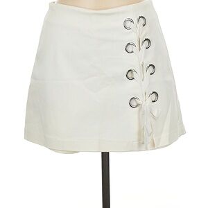White Mini Skirt with Lace-Up Detail